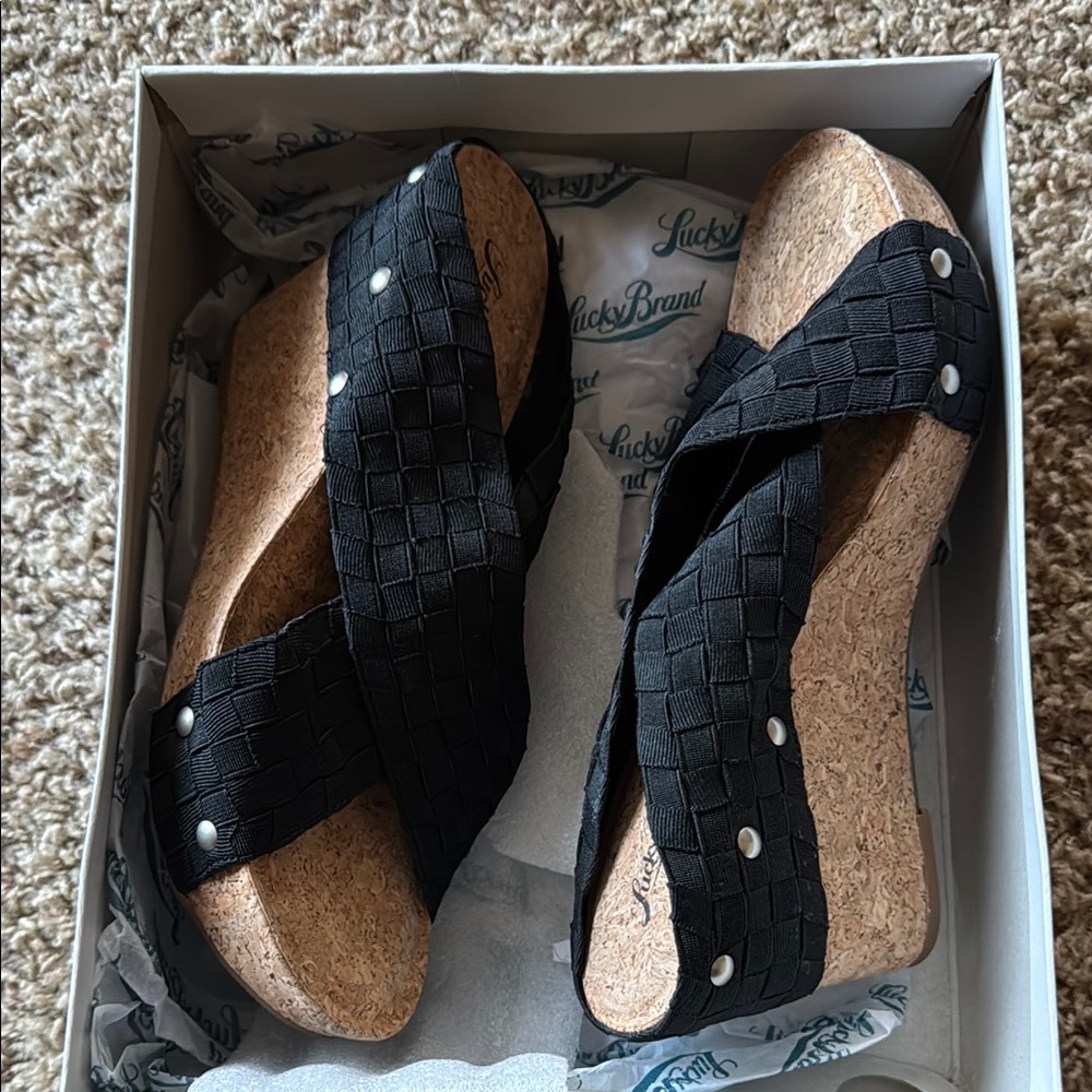 Lucky Brand Black Studded Sandals